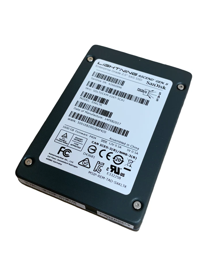 SanDisk Lightning Ascend Gen II 1.6TB SAS SSD 12Gbps 2.5" Enterprise Grade - Image 4 of 4