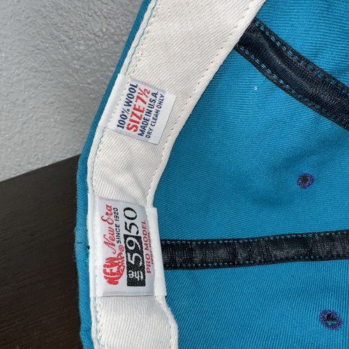 Vintage New Era 59/50 Pro Model Charlotte Hornets 100% Wool NBA Hat Size 7 1/2 - Picture 7 of 7