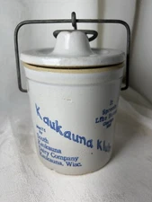 Kaukauna Klub Dairy Wisconsin Cheese Stoneware Crock with Bail Lid