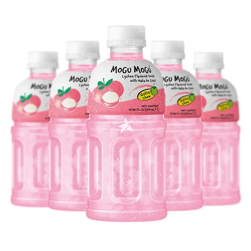 Mogu Mogu LYCHEE Flavoured Juice Drink with Gotta Chew 320ml (Pack of 6) HALAL