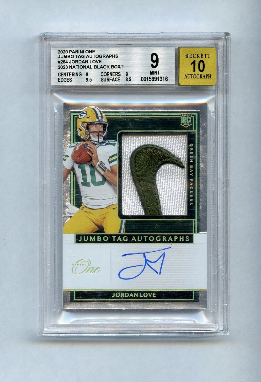 Jordan Love Panini One #264 Jumbo Tag Autograph