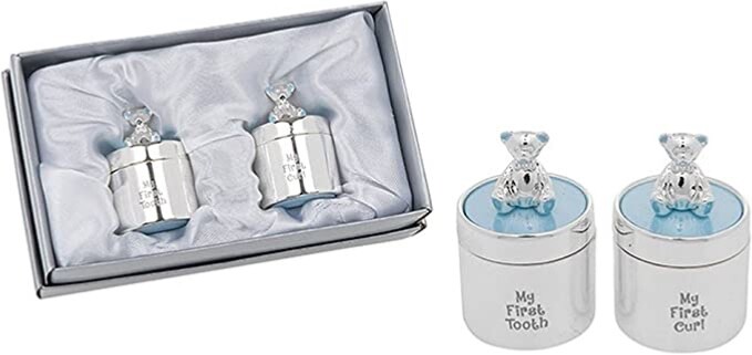 Shudehill Giftware Enamel First Tooth And Curl Set Blue
