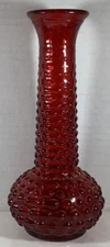 E.O. Brody Co. 1960's Ruby Red Hobnail Bud Vase USA 7-3/4" Tall