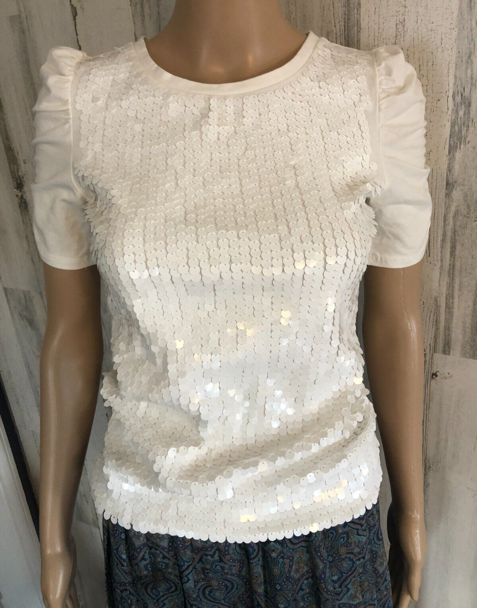 ス❣️logo knit tops ivory Floral Rib-Knit Satin Top | Chico's