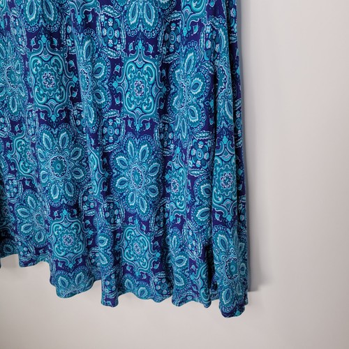 JONES NEW YORK Blue Floral Maxi Skirt Size L Lined Drawstring A Line Geometric - Picture 6 of 9