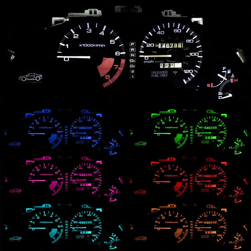 Cuadro medidor blanco + kit LED climatizador para Honda Civic del sol 1993-1997 Foto 3 de 4