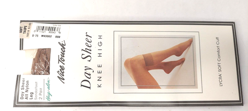 Nice Touch Day Sheer Knee High Reinforced Toe 2 Pair Soft Taupe Vintage Size B