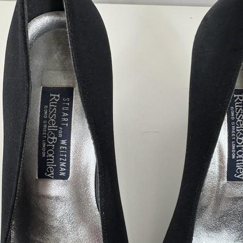 RUSSELL & BROMLEY Stuart Weitzman Shoes Size UK 8 Black Suede Court Evening - Picture 2 of 12