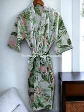 Indian Vintage 100 Cotton Long Kimono Robe Beach Maxi Kaftan One Size Kimono
