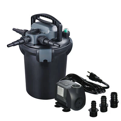 JEBAO 1000 Gallon Pressurized Bio Koi Fish Pond Filter w/ 13w UV + 1200GPH Water Pump