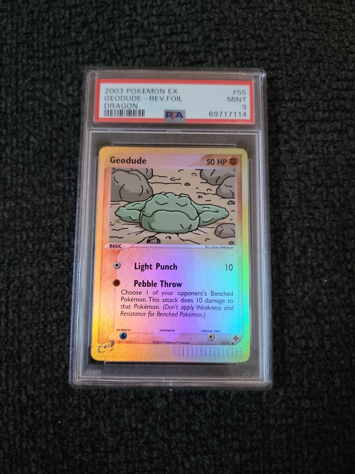 Pokémon EX Dragon Reverse Holo Geodude eReader 55/97 - PSA 9! PK458
