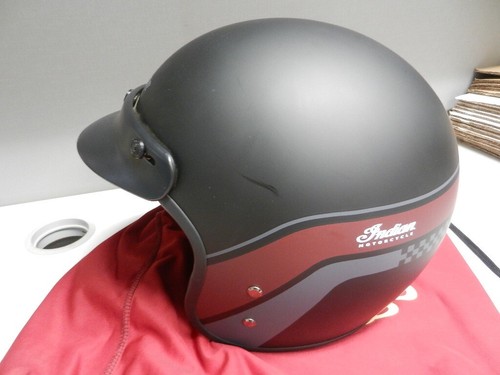 NOS Indian Motorcycle Extra Large Matte Black Striped Open Face Helmet 286962909 - Picture 7 of 17
