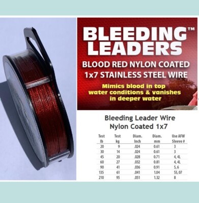 AFW American Fishing Wire Bleeding Leader Wire 1x7 Stainless Steel, PICK SIZE!