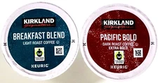 Kirkland Signature Coffee Keurig K-Cups, Pacific Bold Dark or Breakfast Light
