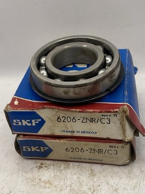 Lot Of 2 SKF 6206 Z NR Ball Bearing Metal Shielded + Snap Ring 30x62x16 mm