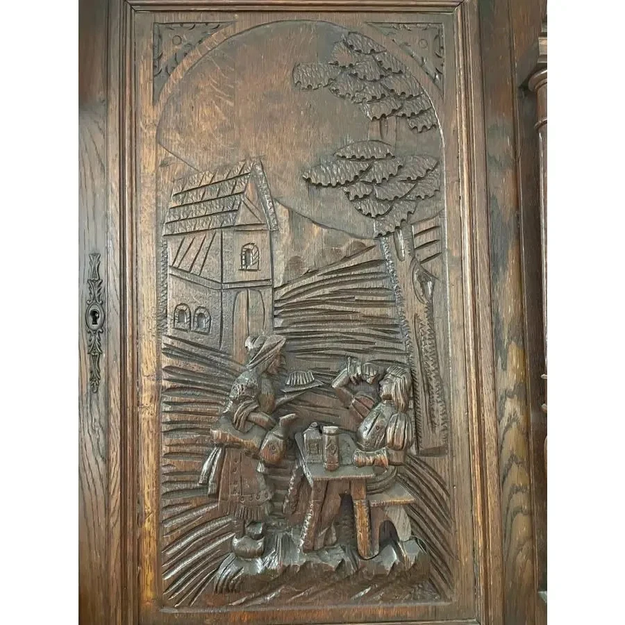 19th Century French Hand Carved Server, Buffet Bar Cabinet Hutch, Renaissance - Image 3 of 4