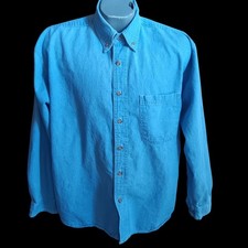 Vintage Large Mens Shirt Heavy Denim Button-Up 1990's Distress Fade