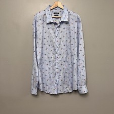 NWOT Bugatchi Shaped Fit Men  s Button Down LS Shirt Surfer Print Size XXL