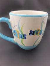 2 Tropical Fish Seahorse Coffee Mugs Sealife Ocean Saltwater 4"×5" Whimsical 