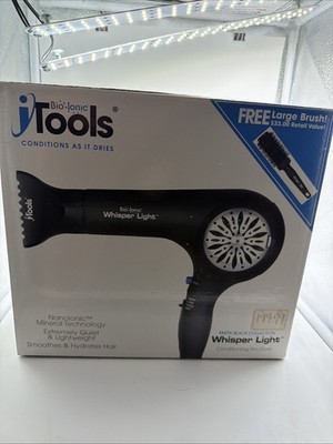 *Bio Ionic Wisper  Light Hair Dryer  Pro-Dryer. Black. New. Free Large Brush
