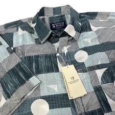 Scotch & Soda Shirt Mens 3XL Short Sleeve Button Up Camp Abstract Art Shapes NWT