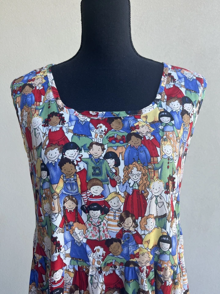 Maxi Vestido Teacher Algodón Sin Mangas Corbata Niños del Mundo - Talla S Foto 4 de 4