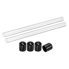 2Pcs Clear Rigid Acrylic Pipe 18mm ID x 20mm OD 14" Round Plastic Tube with Cap