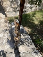 Hand carved snake design wooden walking stick for men women walking cane gift Q1