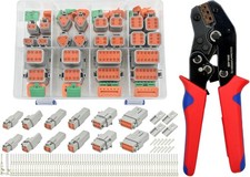 216 PCS DT Connector Kit with Ratcheting Wire Crimper for Deutsch Connector, 2 3