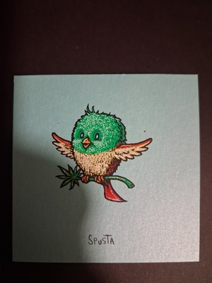 Marq Spusta ''Pot Bird'' Micro Print - 3x3 Screen Print