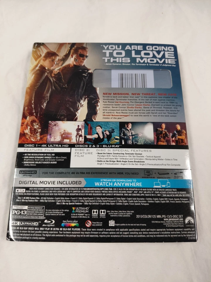 Terminator Genisys (Ultra HD, 2015) 4K Blu-ray with Slipcover 3 Disc Set NEW - Image 2 of 4