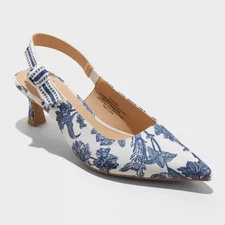 Women's Milan Floral Print Slingback Heels - A New Day