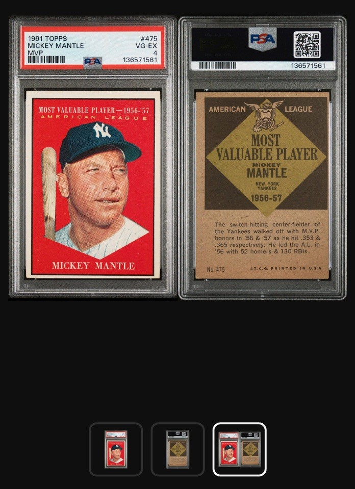 1961 Topps Set-Break #475 Mickey Mantle Mvp PSA 4 VG-EX GREAT COLOR!! view 3