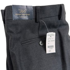 Brooks Brothers 346 NWT Stretch Wool Dress Pants Mens 36x29 Pleated Cuffed Dark