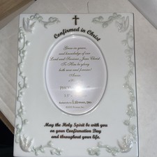 Roman, Inc Porcelain Confirmation Photo Frame With Box, Holds 3.5" X 5" Photo