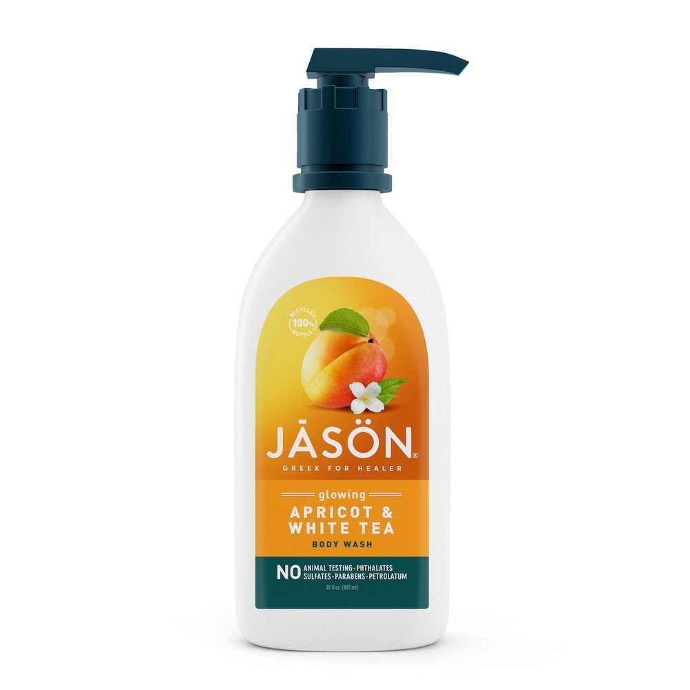 Гель для душа Jason Natural Cosmetics Glowing с абрикосом и белым чаем, 30 унций. Жидкость