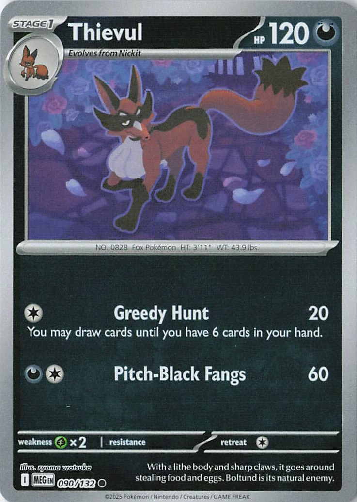 Thievul Reverse Holo ME01: Mega Evolution 090/132 NM