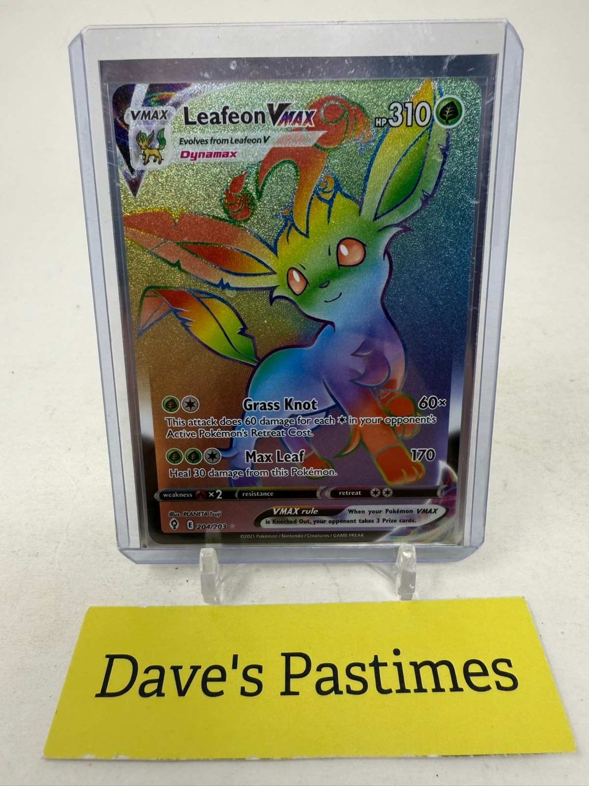 Leafeon VMAX 204/203 Pokemon Evolving Skies Rainbow Secret Rare Mint P1