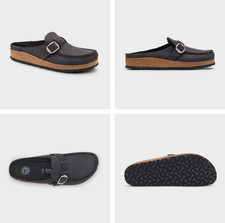 Women's Birkenstock Buckley Oiled Leather Clogs, Black, Width M, SALE 