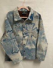 Chaqueta Tapiz REBEL VENGEANCE Hombre Mediana Abotonada Cruz Estampado Azul