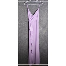 Fashion Nova Dress L Long Tiered Ruffle High Slit Wrap Design Elegant Dressy