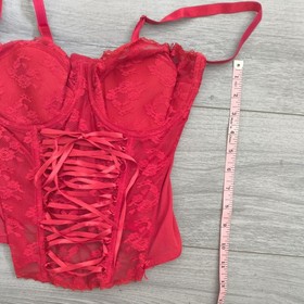 Vintage Ann Summers Red Lace Entice Boned Multi Way Corset Top Size 34D