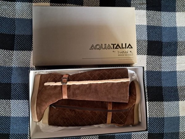 Women Aquatalia Winter Boots Brown Suede 38