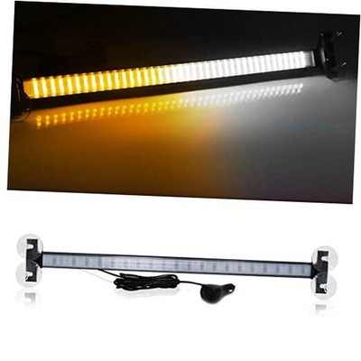 White and Amber Warning Light Bar, 80 LED Emergency Strobe Visor amber&white