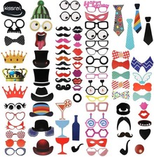 Funny Selfie Props, 89 Pieces with Sticks - Costume Dress Up Accessories for ...