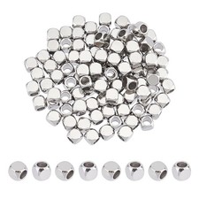 UNICRAFTALE About 100pcs Cube Beads 4mm 304 Stainless Steel Spacer Beads Loos...