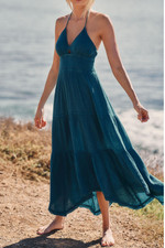 Anthropologie The Teagan Smocked Halter Maxi Dress Size XL $118