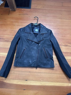 Mackage Leather Womens GEM Size Small Jacket Black Full Zip Moto Biker