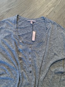 VICTORIA'S SECRET GRAY LONG SLEEVE TOPPINK STRIPED PANT PAJAMA SET Sz S NEW TAGS
