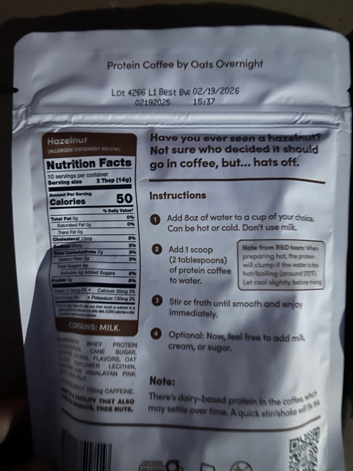 Batido de proteínas vegano para pasar la noche de avena paquete variado - paquete de 8, sin gluten Foto 2 de 3